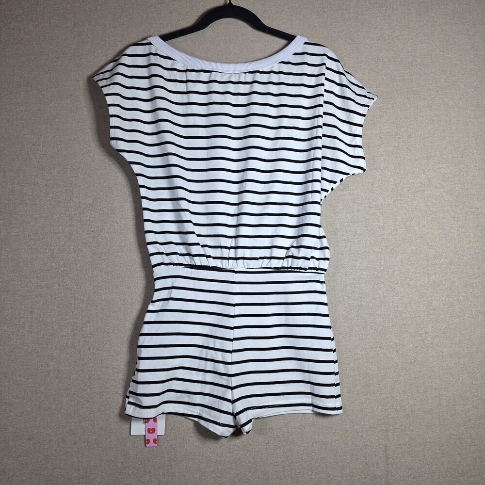Cider Romper Women Size Small Black White Stripes Short Sleeve Shorts NWT - Picture 11 of 14